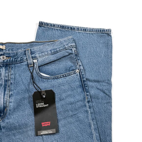 Levis Premium Big E Premium Jeans 33 x 30 Womens Blue NWT Loose Straight Denim - Picture 3 of 16